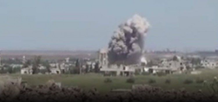 شهيدان جراء استهداف الطيران الروسي مدينة القريتين في ريف حمص الشرقي