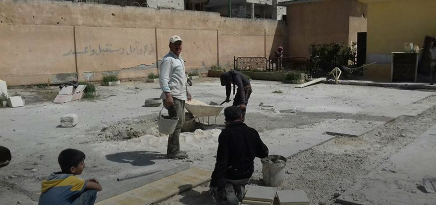 منظمة المهندسون المتحدون تواصل ترميم المدارس في إدلب