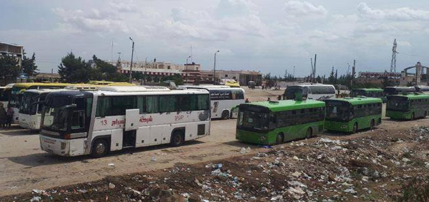 الدفعة التاسعة من مهجري ريفي حمص وحماة تصل إلى قلعة المضيق