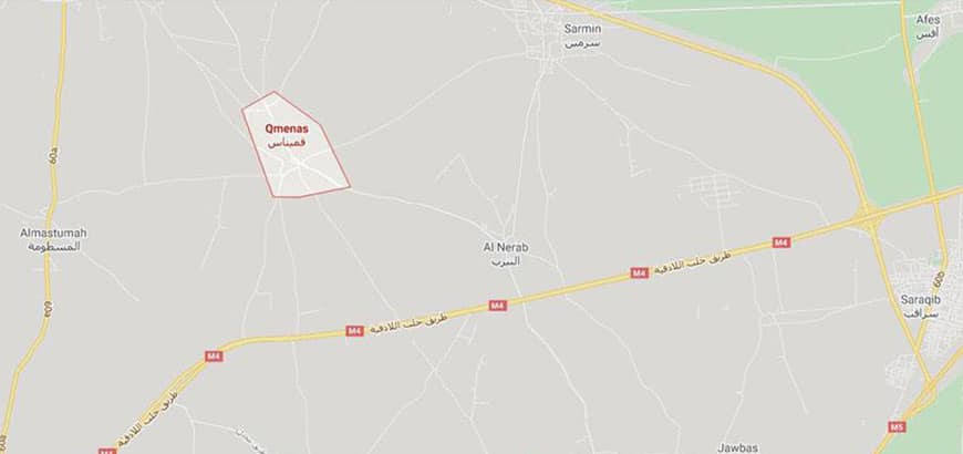 موقع قرية قميناس على الخرائط